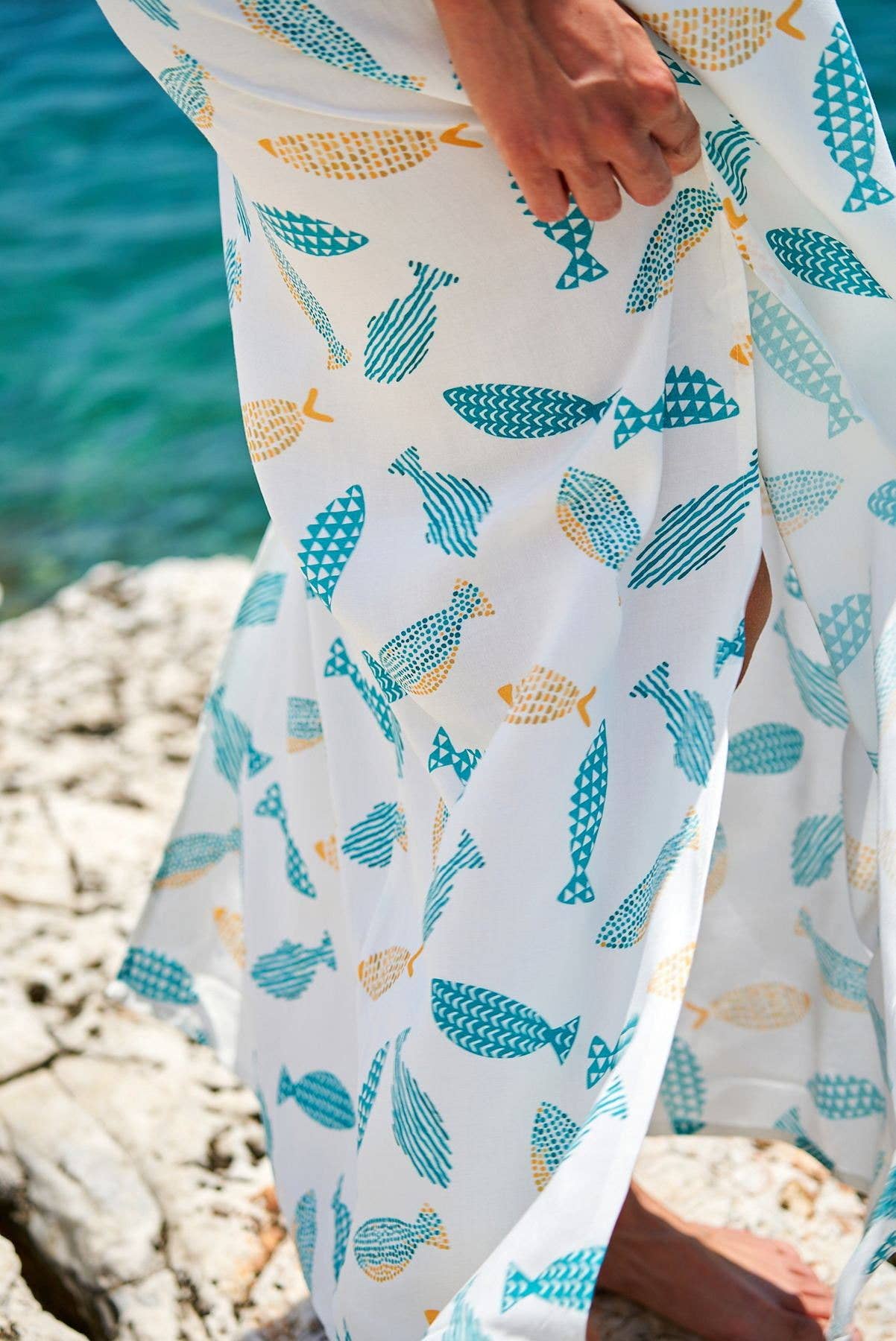 Kokkosammou Maxikleid Kleiner Fisch