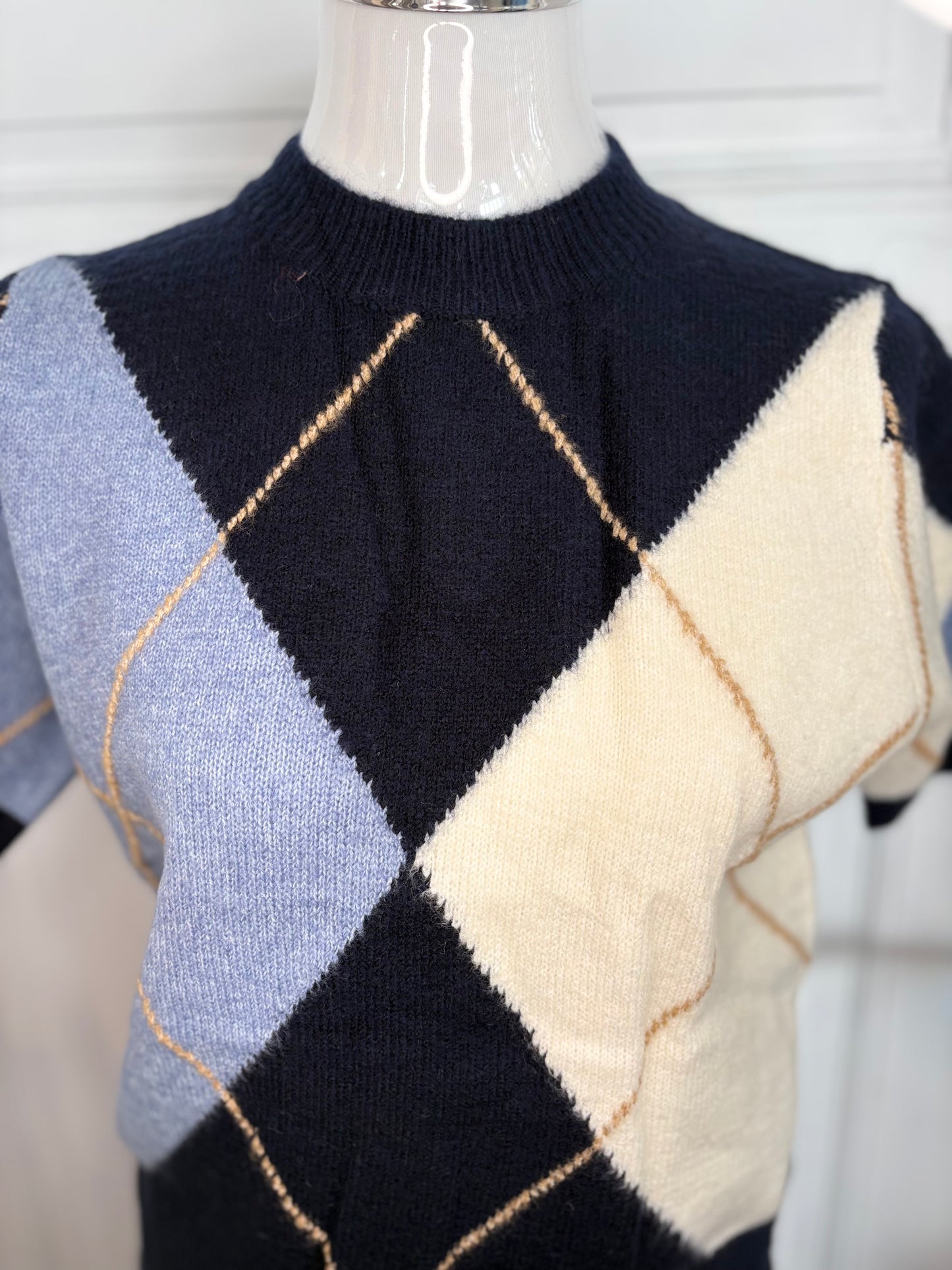 Pullover Halbarm Kariert