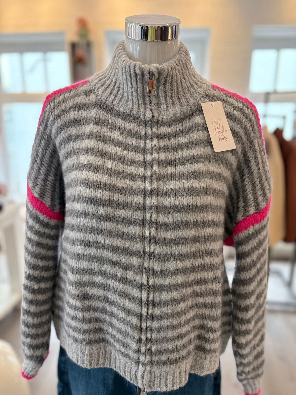 Strickjacke gestreift mit Reißverschluss
