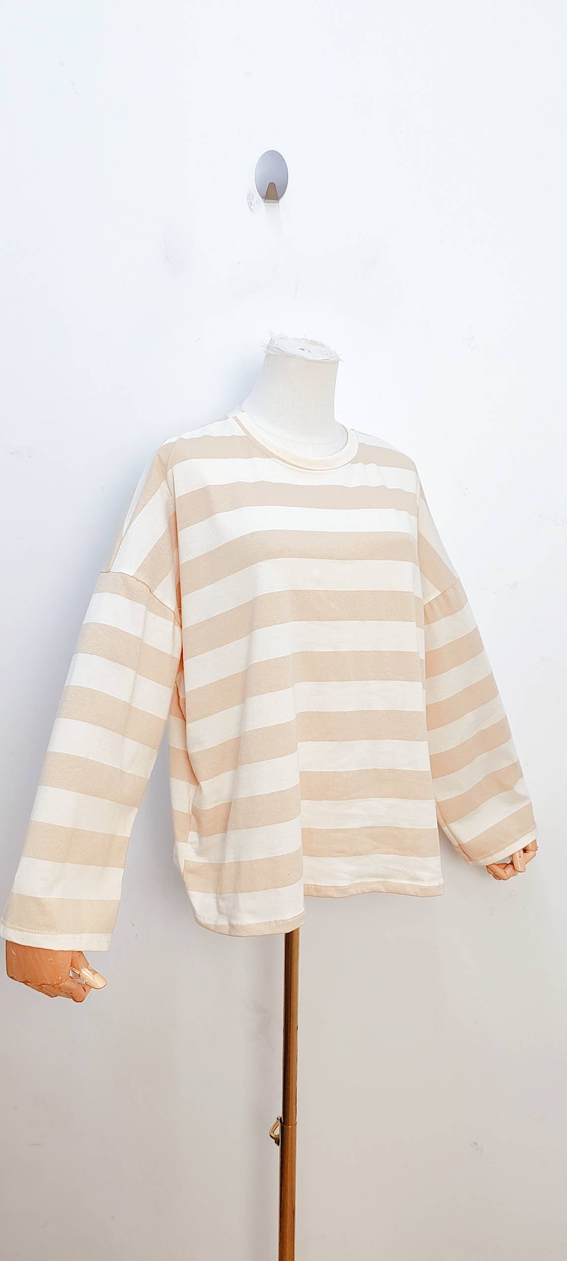 Oversize-gestreiftes Langarm-T-Shirt