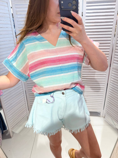 Gestreifte Bluse 100 % Baumwolle