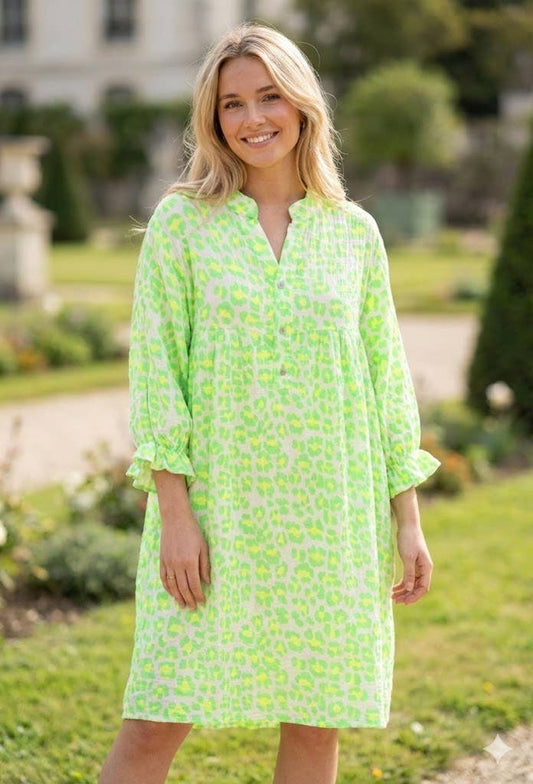 Fließendes Kleid Musselin mit Animal-Print