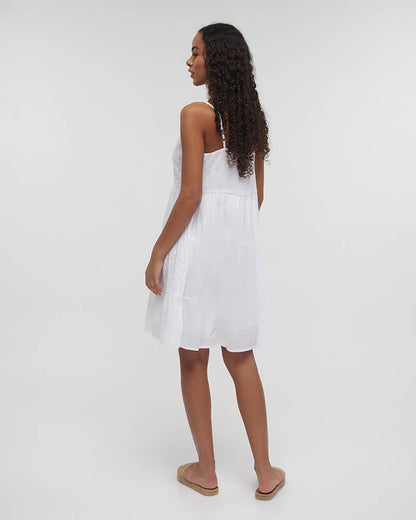 Ärmelloses Kleid mit Knöpfen in Weiß Einheitsgröße