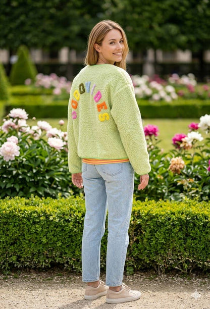 Plüschjacke Teddyjacke mit Schriftzug