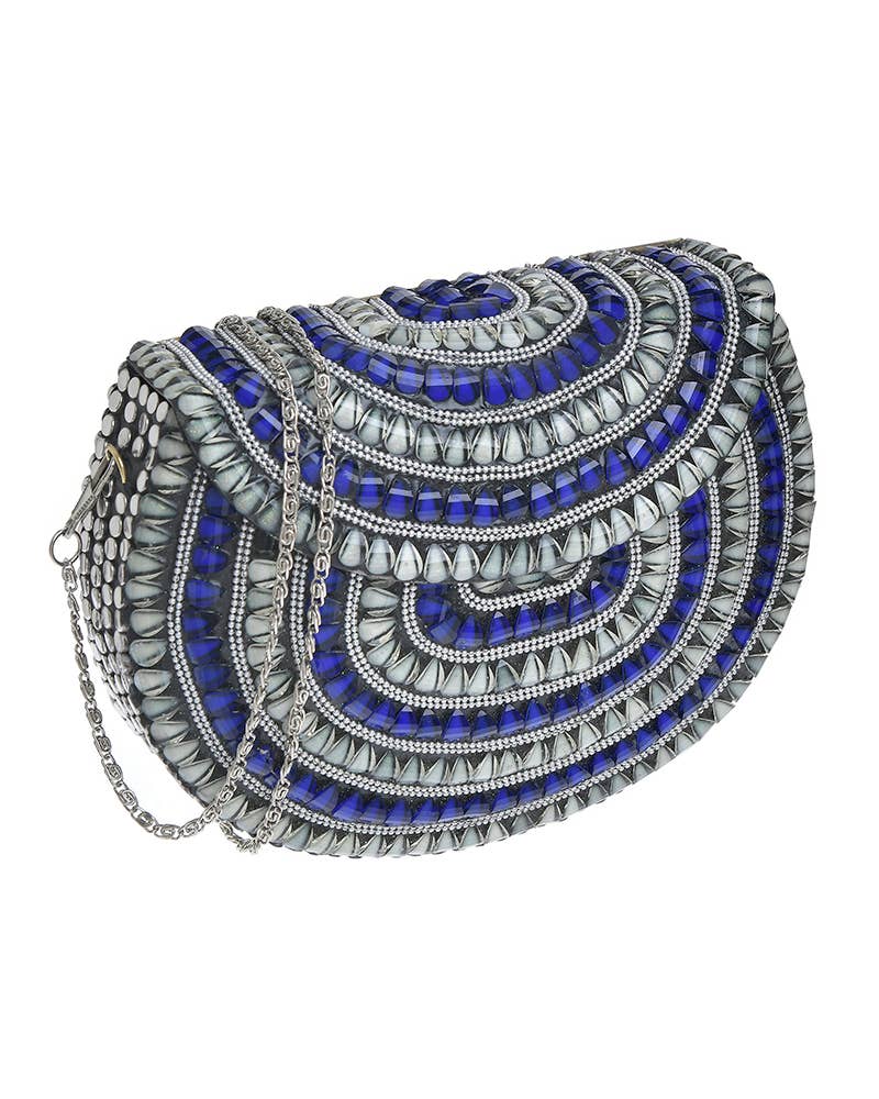 Metallic Mini-Tasche Schwarz Silberkette