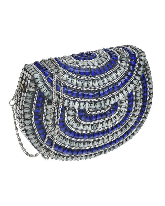 Metallic Mini-Tasche Schwarz Silberkette