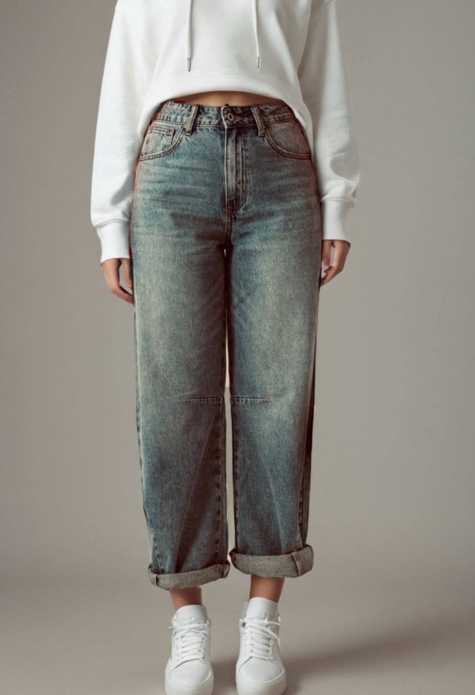 Jean mit hohem Bund – Stretch