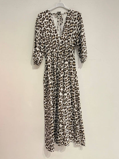 Kleid aus Baumwollgaze Musselin GROSSER LEOPARD