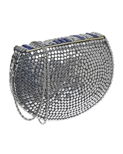 Metallic Mini-Tasche Schwarz Silberkette