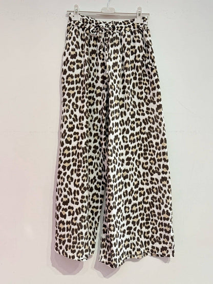 Bedruckte Hose aus Baumwollgaze Musselin LEOPARD