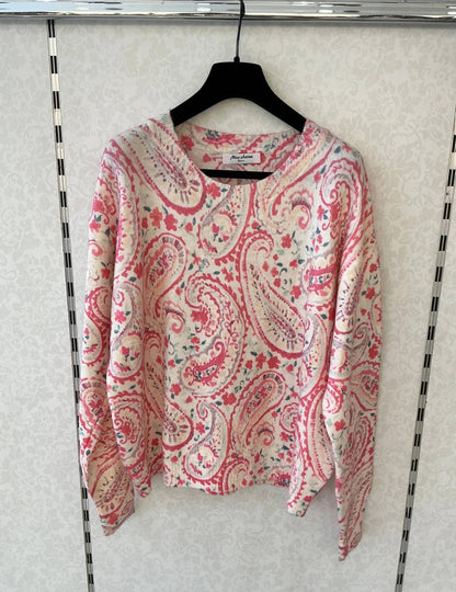 Boho-Paisley-Rosen-Pullover – Strick mit Blumenmuster