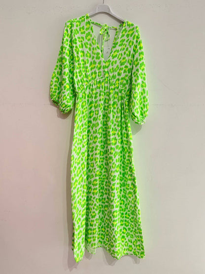 Kleid aus Baumwollgaze Musselin GROSSER LEOPARD