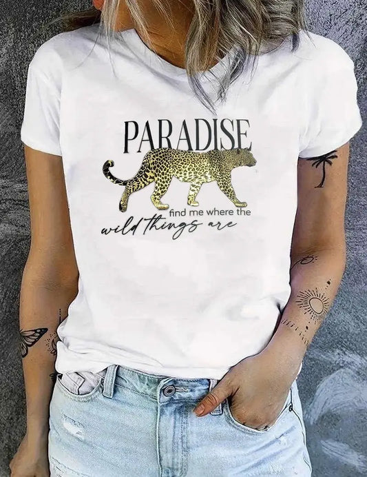 Damen T-Shirt mit Druck Leopard