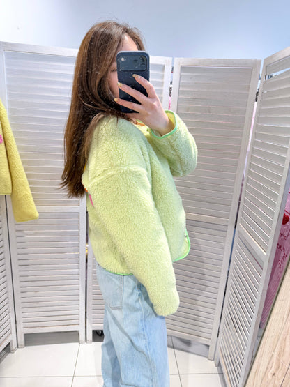Plüschjacke Teddyjacke mit Schriftzug