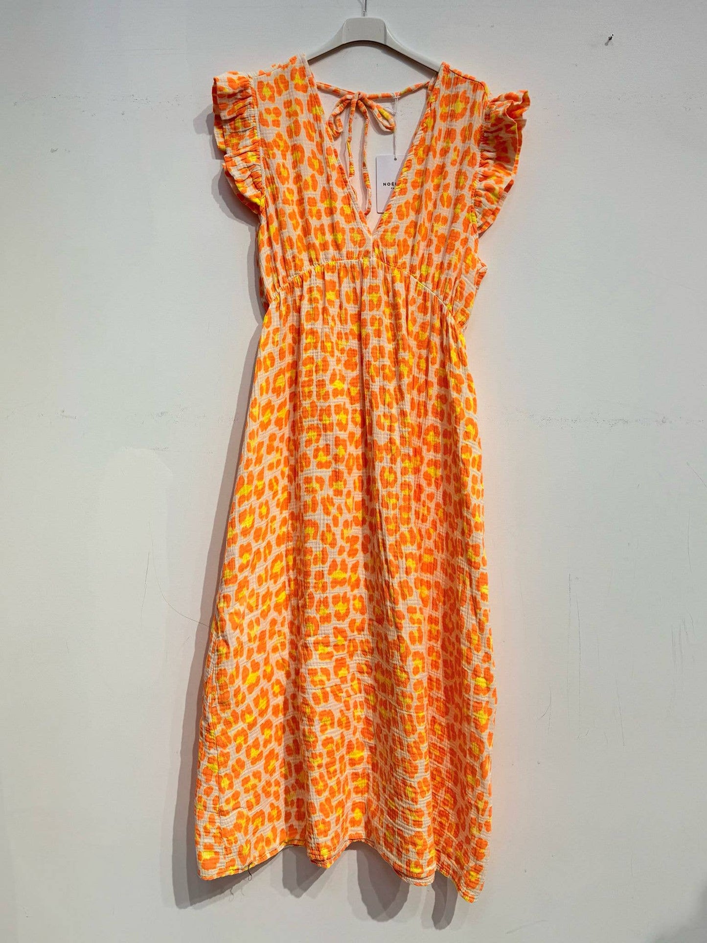 Langes Kleid aus Baumwollgaze Musselin LEOPARD
