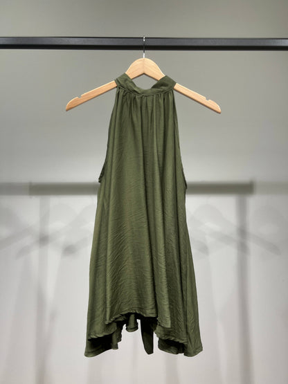 Weites Halter-Top, ärmellos, rückenfrei, mit Bindung, ausgestellter Schnitt