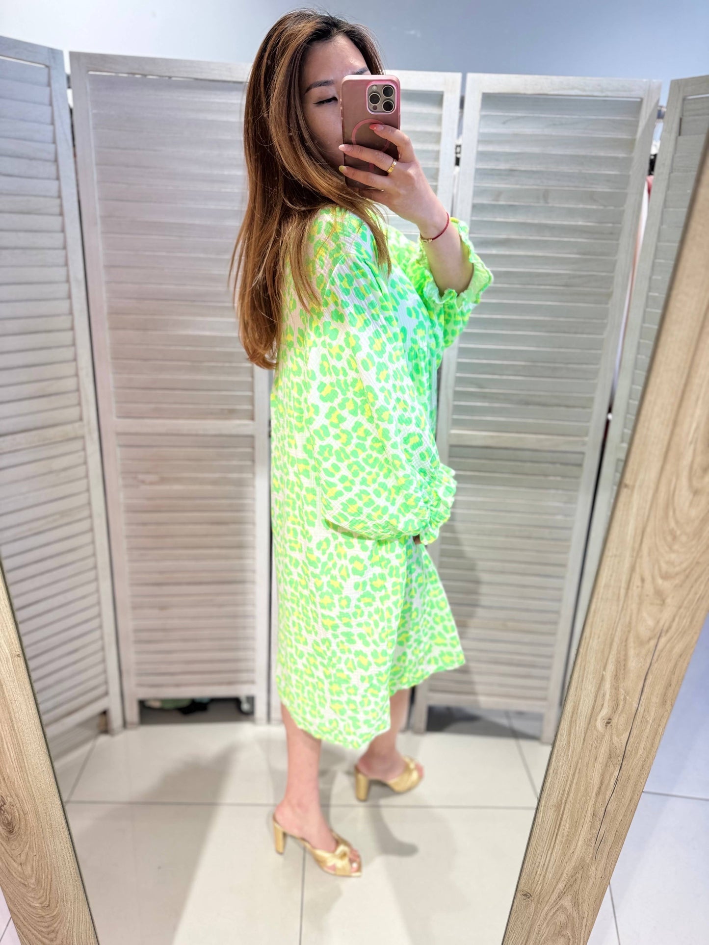 Fließendes Kleid Musselin mit Animal-Print