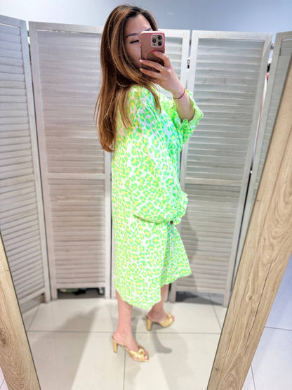 Fließendes Kleid Musselin mit Animal-Print
