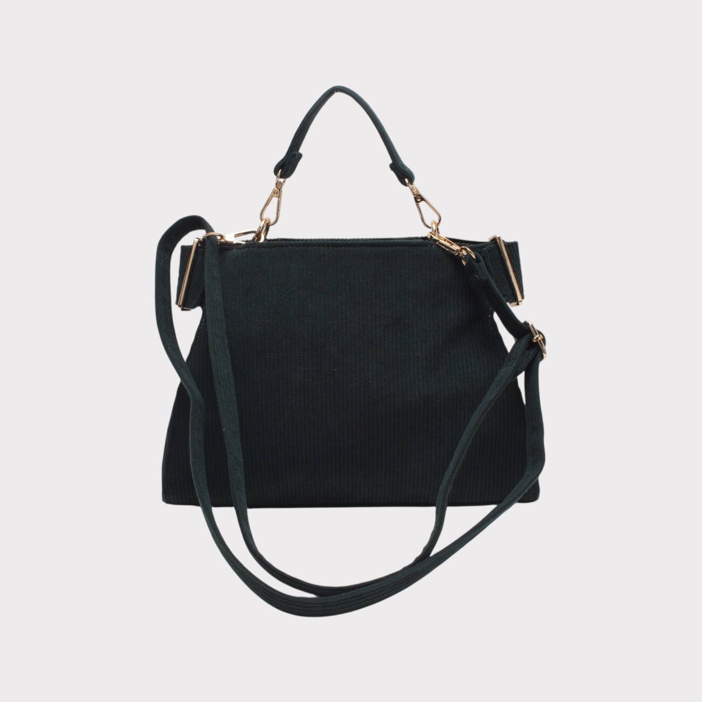 Schultertasche mit Griff, Reißverschluss und gerippter Optik