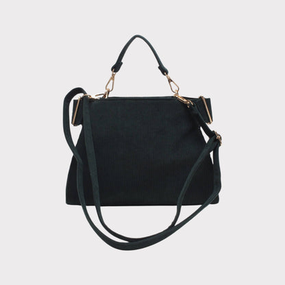Schultertasche mit Griff, Reißverschluss und gerippter Optik