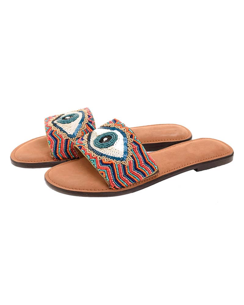 Bunte Leder-Augen-Sandale
