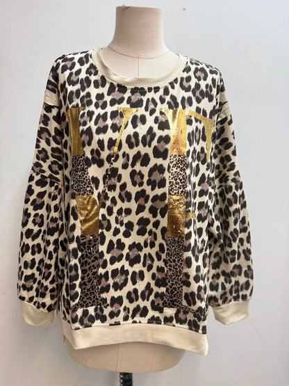 Damen Oversize-Sweatshirt mit Rundhalsausschnitt und gerippten Bündchen
