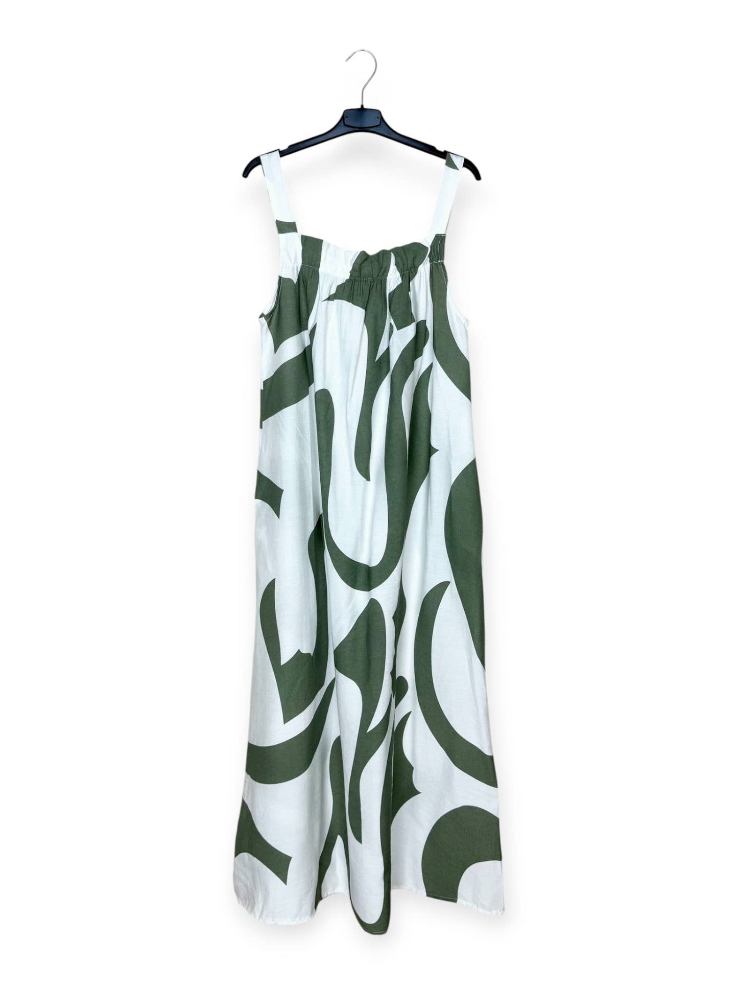 Langes Kleid mit abstrakten Mustern