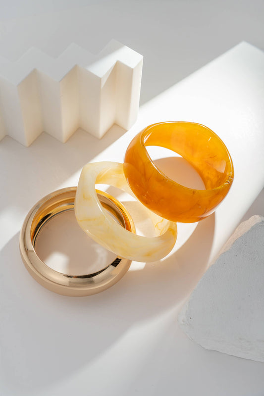 Breite Armbänder Braun Ecru Gold Trend