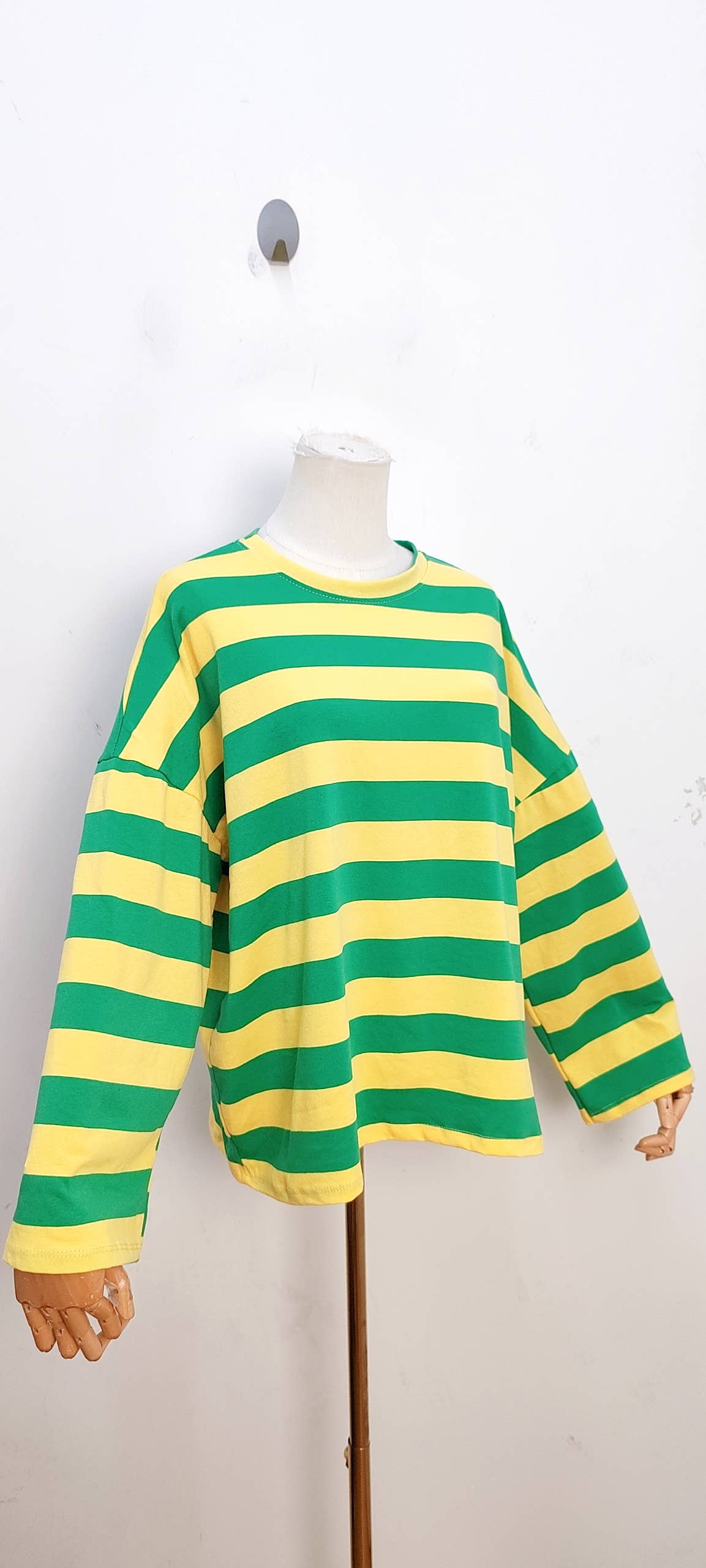 Oversize-gestreiftes Langarm-T-Shirt