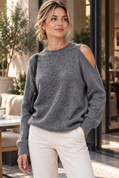 Weicher Strickpullover mit Rundhalsausschnitt und langen Ärmeln