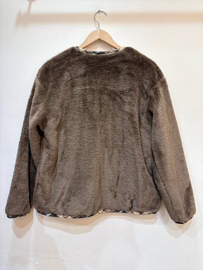 Wendbare Kunstpelzjacke, kariert, mit rundem Kragen