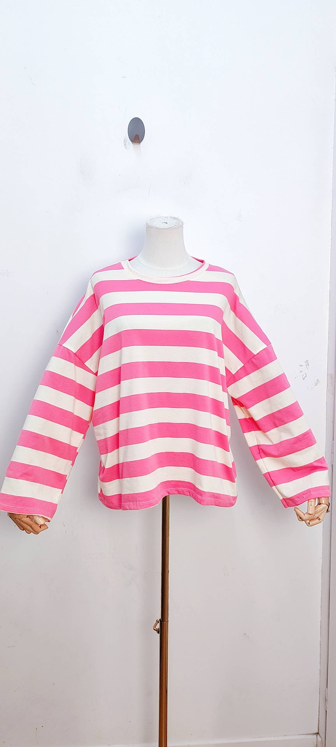 Oversize-gestreiftes Langarm-T-Shirt