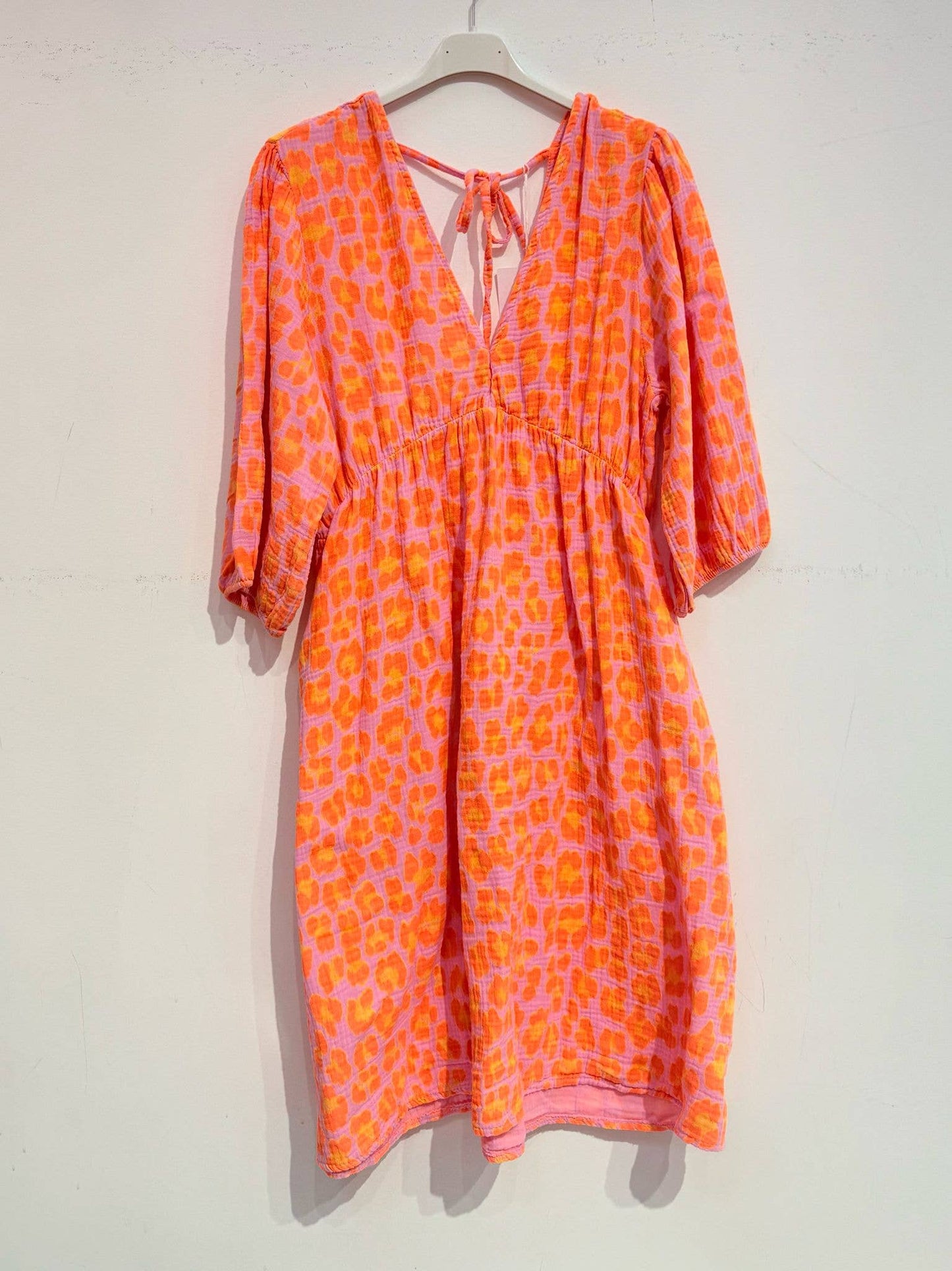 Kurzes Kleid aus Baumwollgaze Musselin LEOPARD
