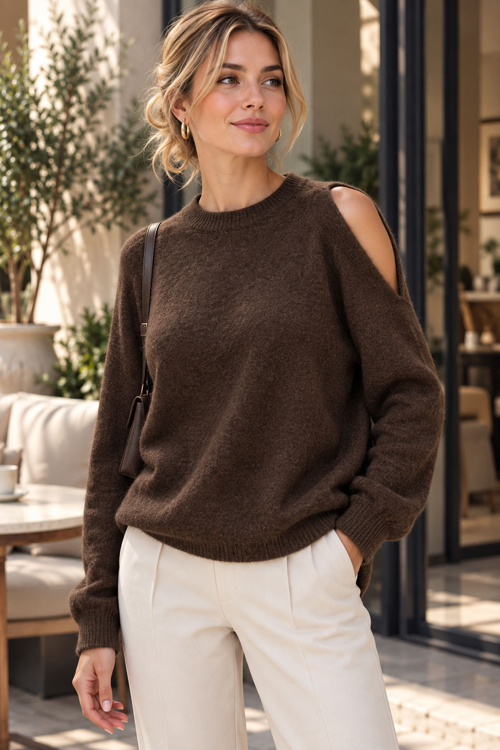 Weicher Strickpullover mit Rundhalsausschnitt und langen Ärmeln