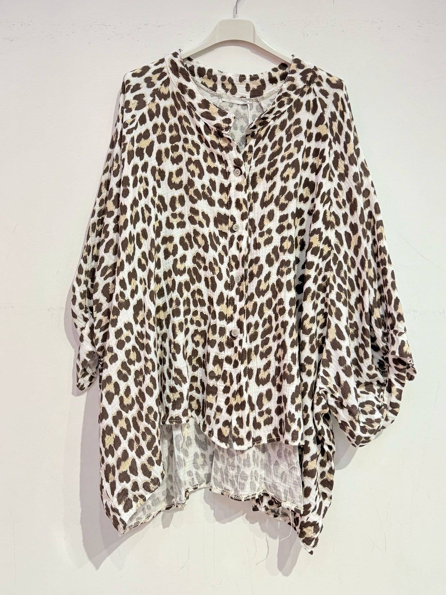 Bedrucktes Hemd aus Baumwollgaze Musselin LEOPARD
