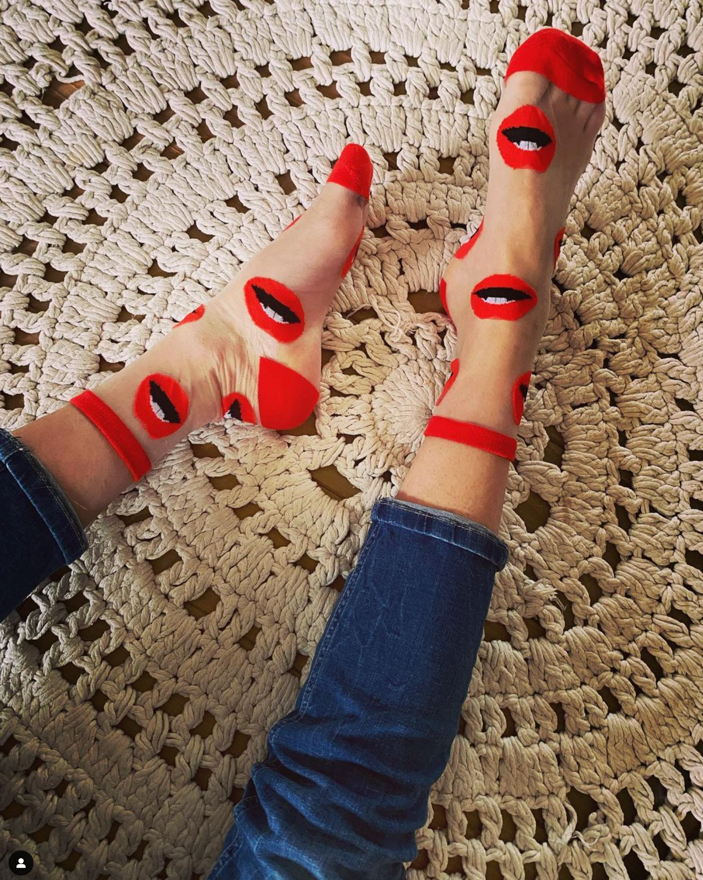 Damen-Fantasiesocken mit roten Lippen