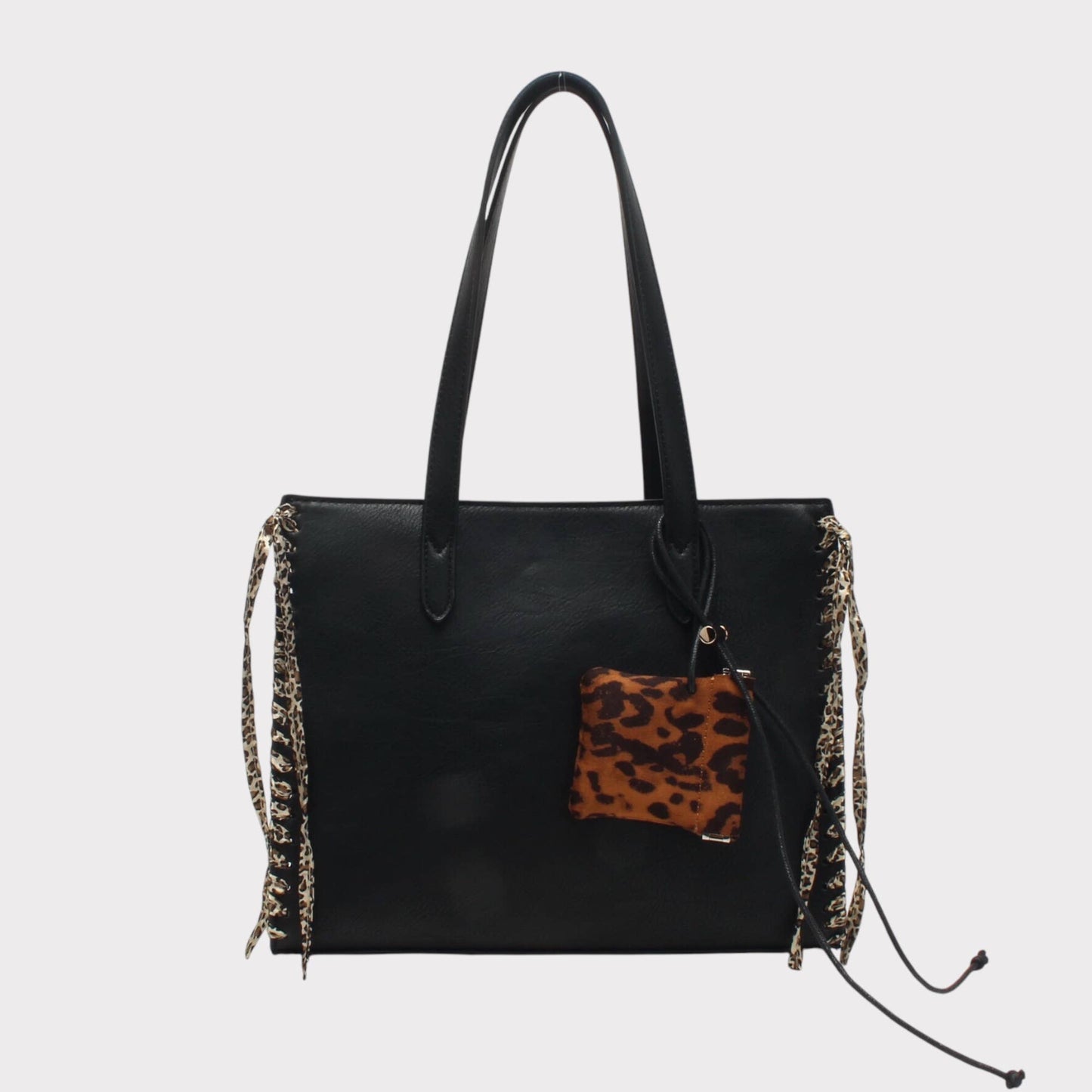 Shopper-Tasche mit Leoparden-Effekt-Schulterriemen und Tasche