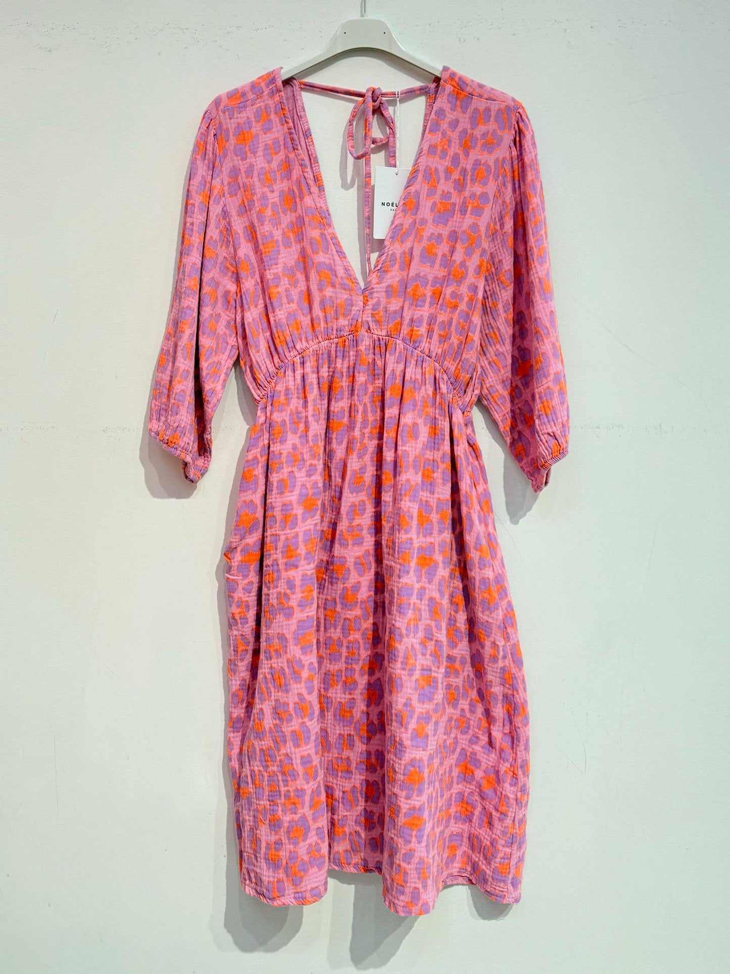 Kurzes Kleid aus Baumwollgaze Musselin LEOPARD