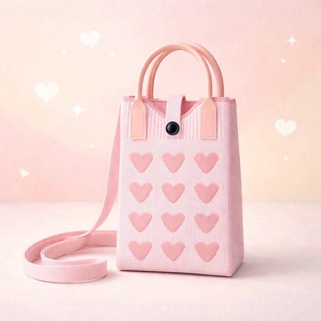 Pixie Bag Rosa Herzen - Kleine Handytasche