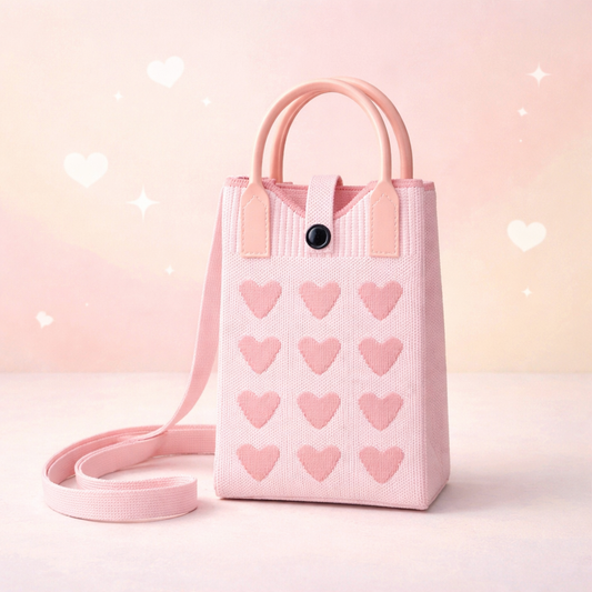 Pixie Bag Rosa Herzen - Kleine Handytasche