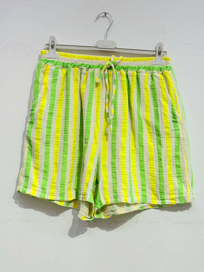 Bedruckte Shorts aus Baumwollgaze Musselin STREIFEN MULTI