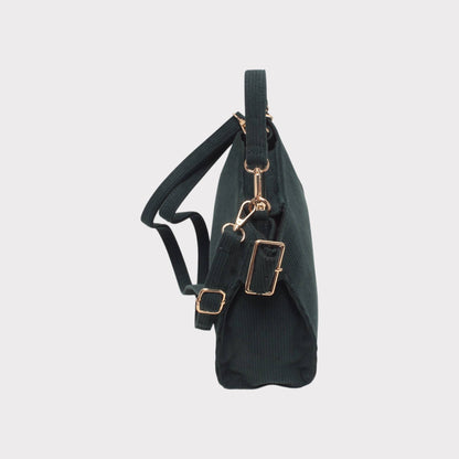 Schultertasche mit Griff, Reißverschluss und gerippter Optik