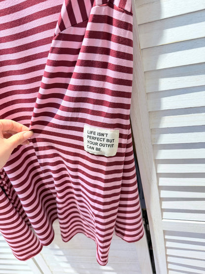 T‑Shirt Langarm mit Streifen, ausgestellter Schnitt