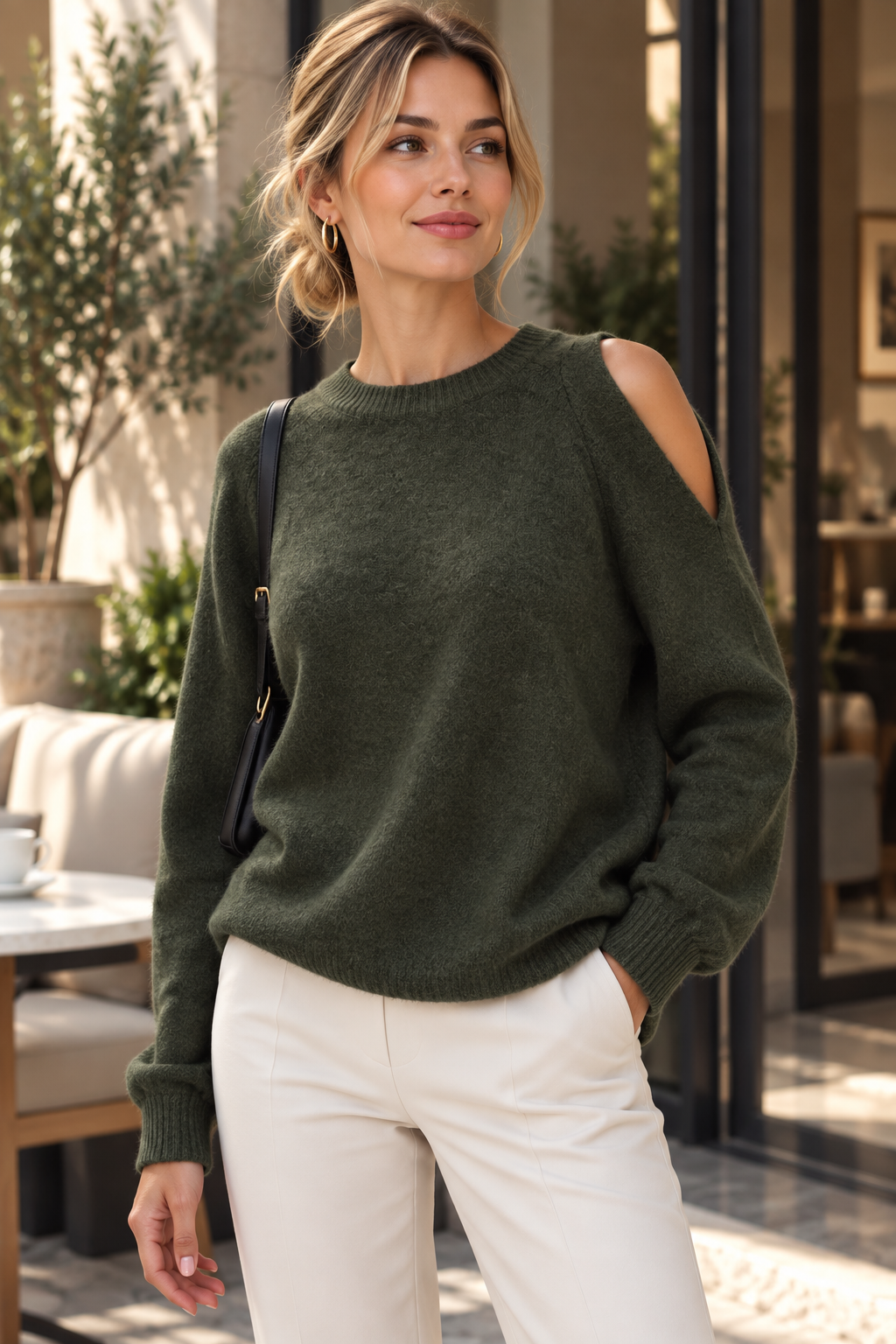 Weicher Strickpullover mit Rundhalsausschnitt und langen Ärmeln