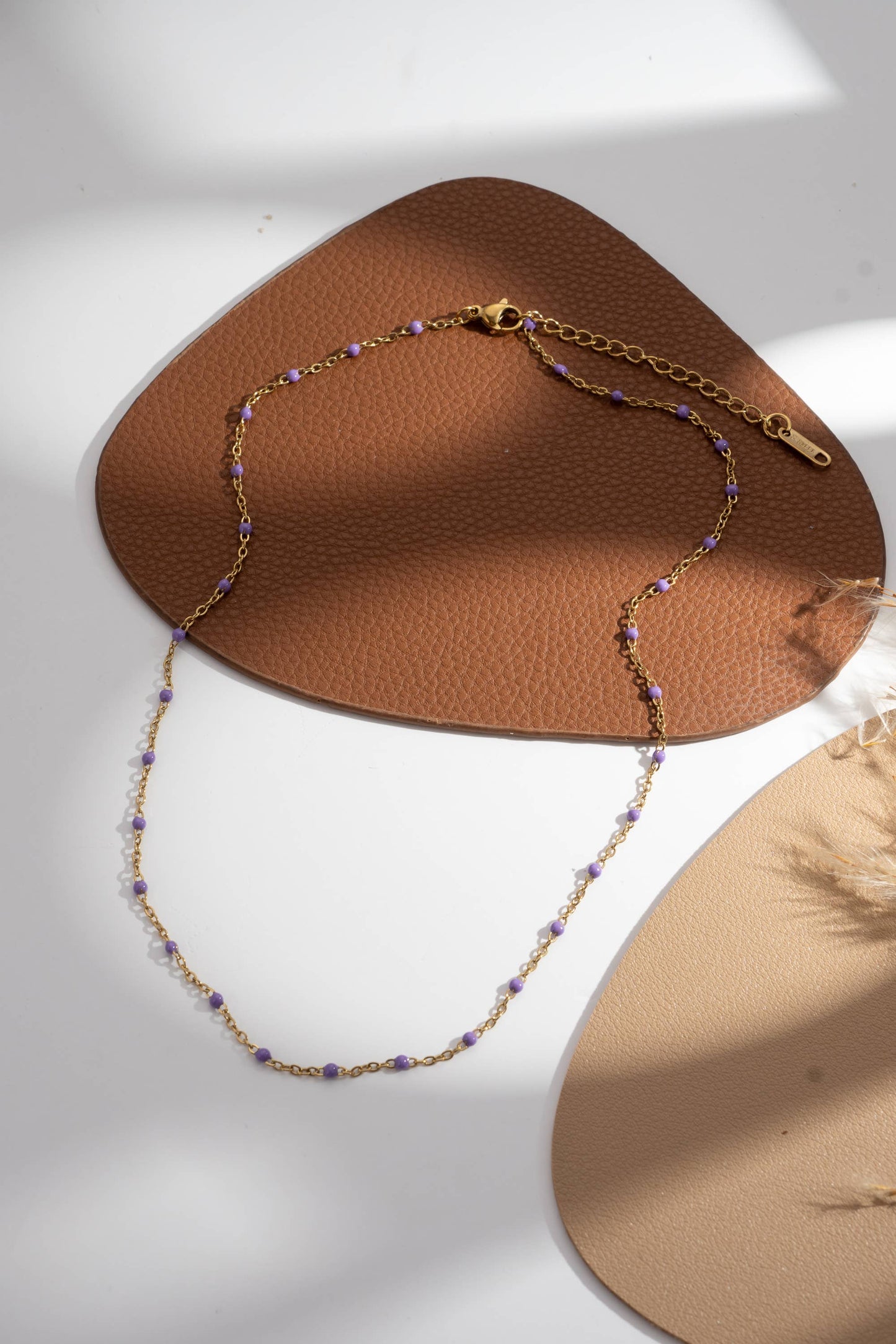 Halskette goldene Kette feine bunte Perlen zart elegant