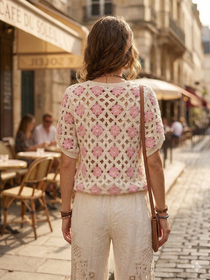 Durchbrochenes Top mit Blumenmuster