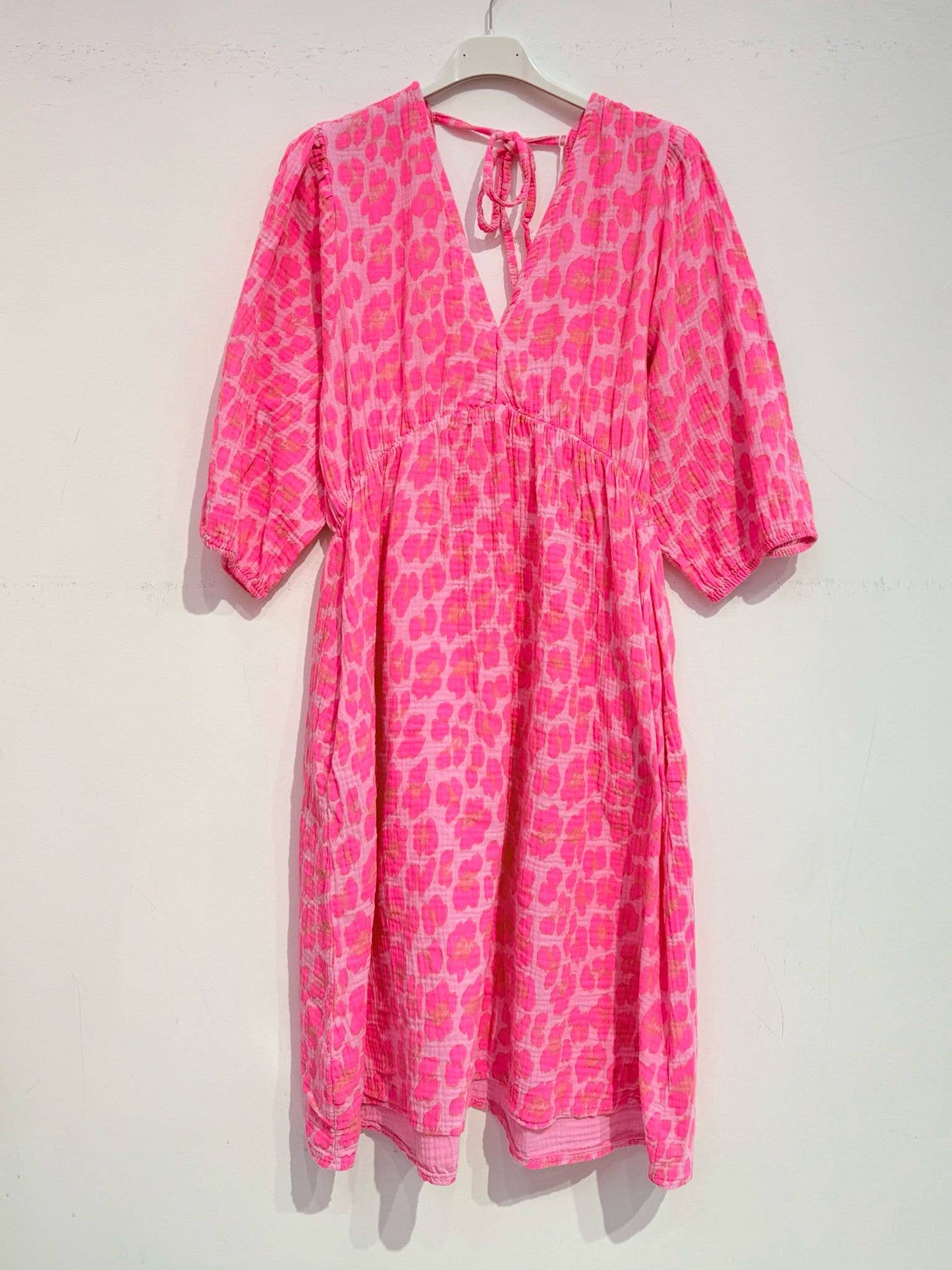 Kurzes Kleid aus Baumwollgaze Musselin LEOPARD