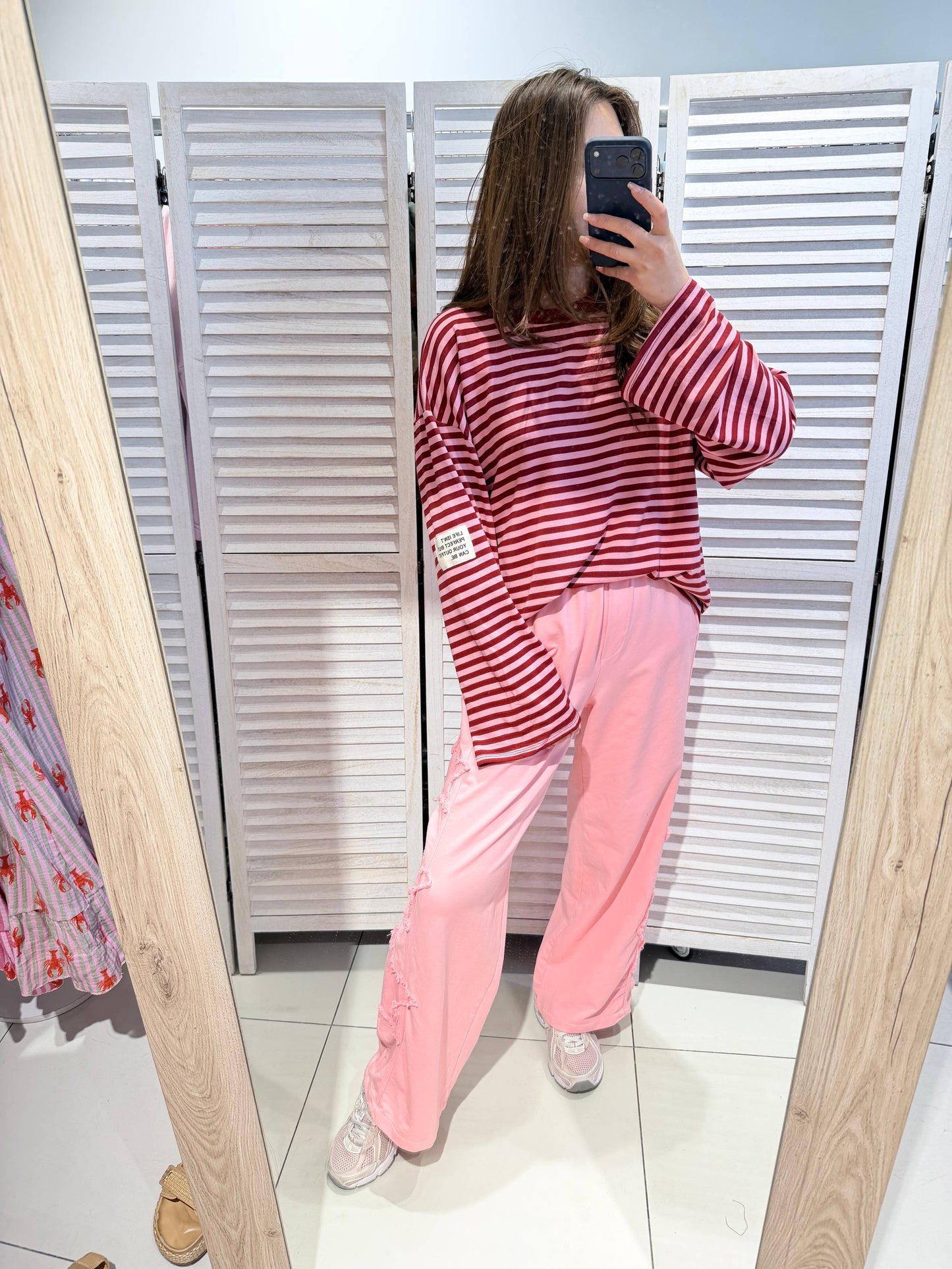 T‑Shirt Langarm mit Streifen, ausgestellter Schnitt