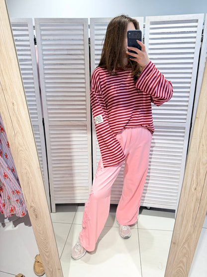 T‑Shirt Langarm mit Streifen, ausgestellter Schnitt