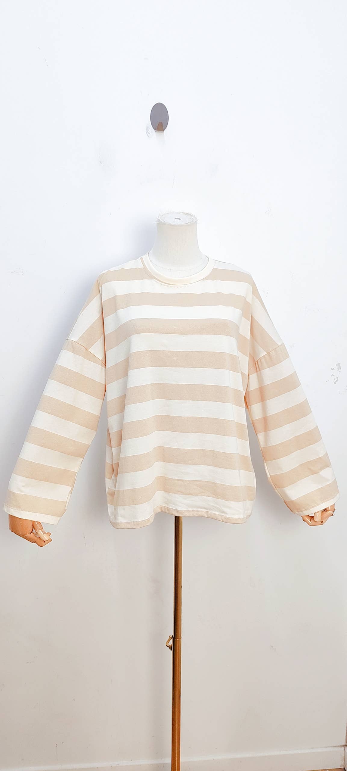 Oversize-gestreiftes Langarm-T-Shirt